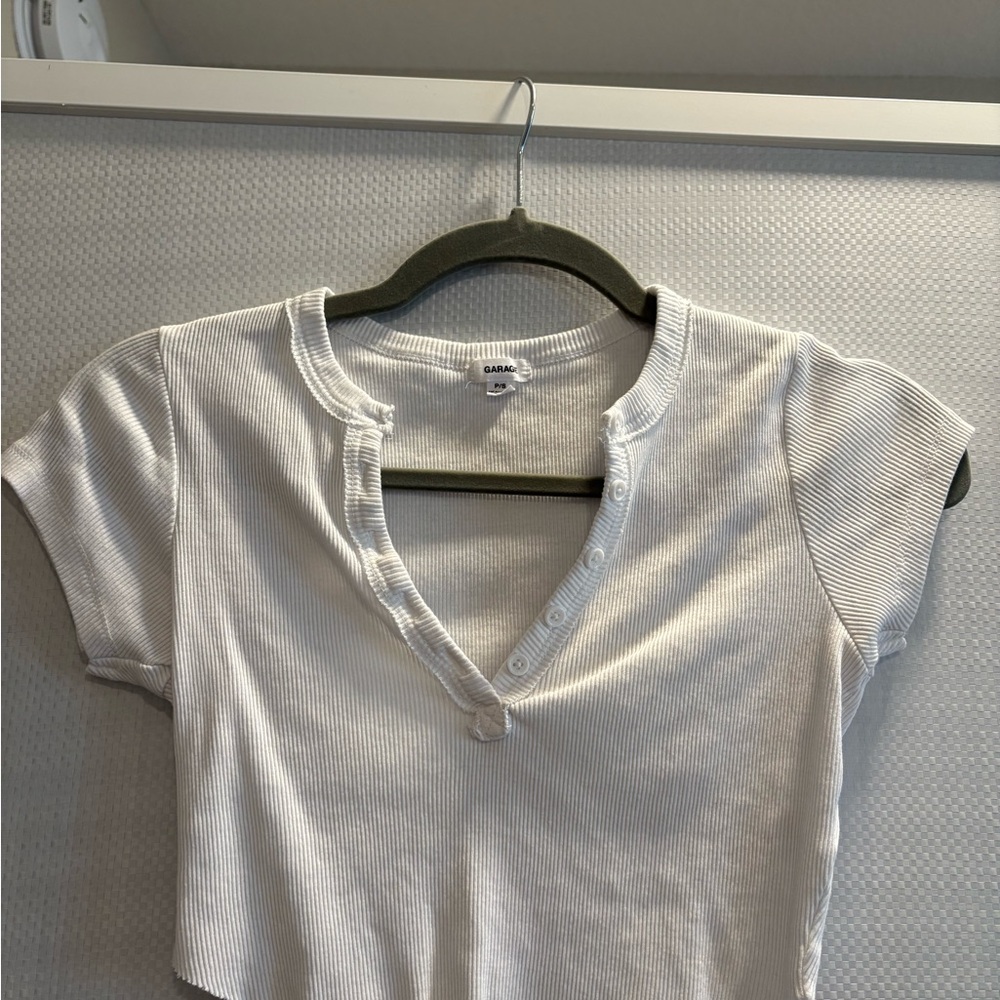 White Ribbed Crop Top